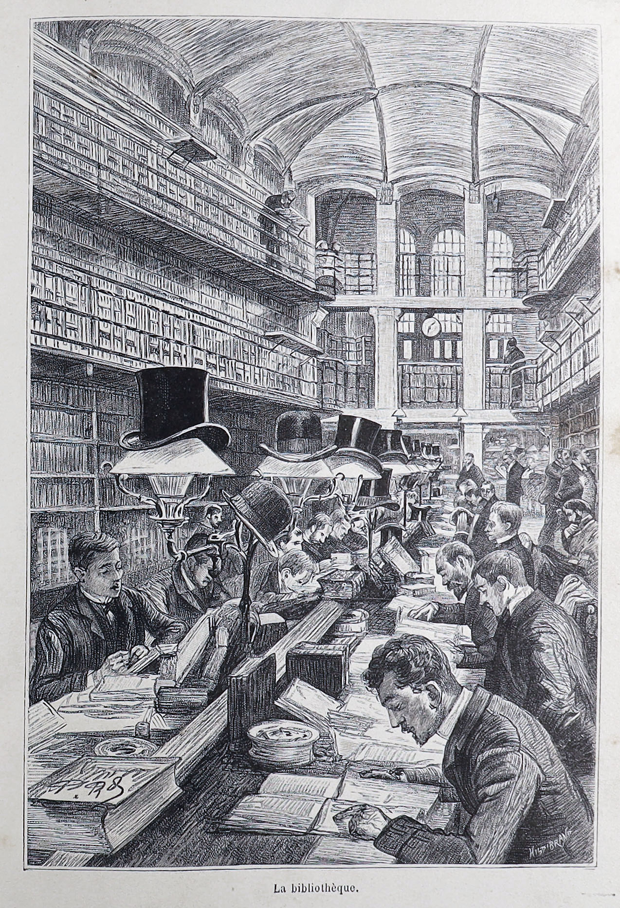 Gravure de l'ancienne bibliothèque de la faculté de droit de Paris.