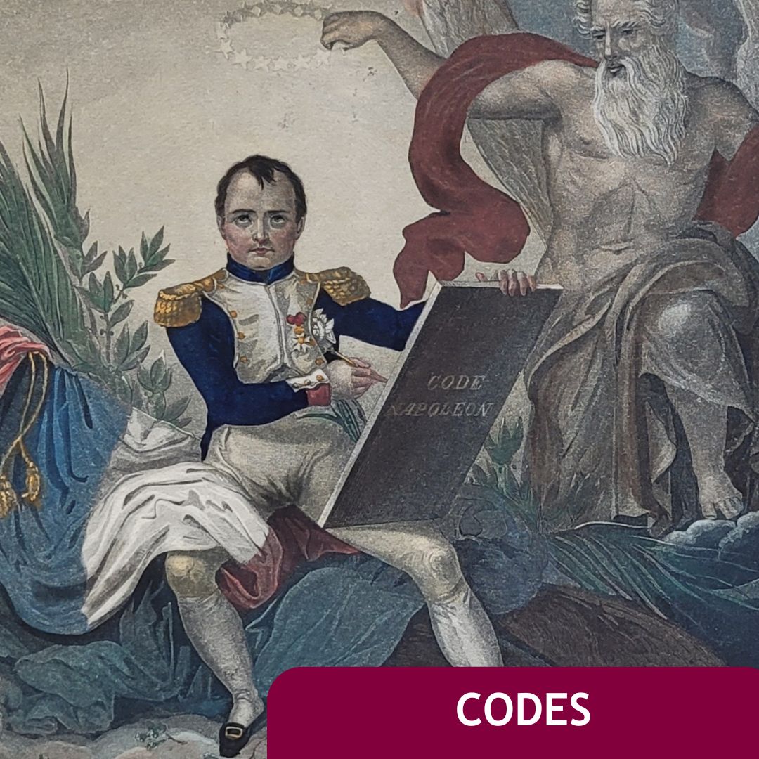 Vignette représentant Napoléon Premier illustrant le corpus de Codes de la bibliothèque numérique patrimoniale.
